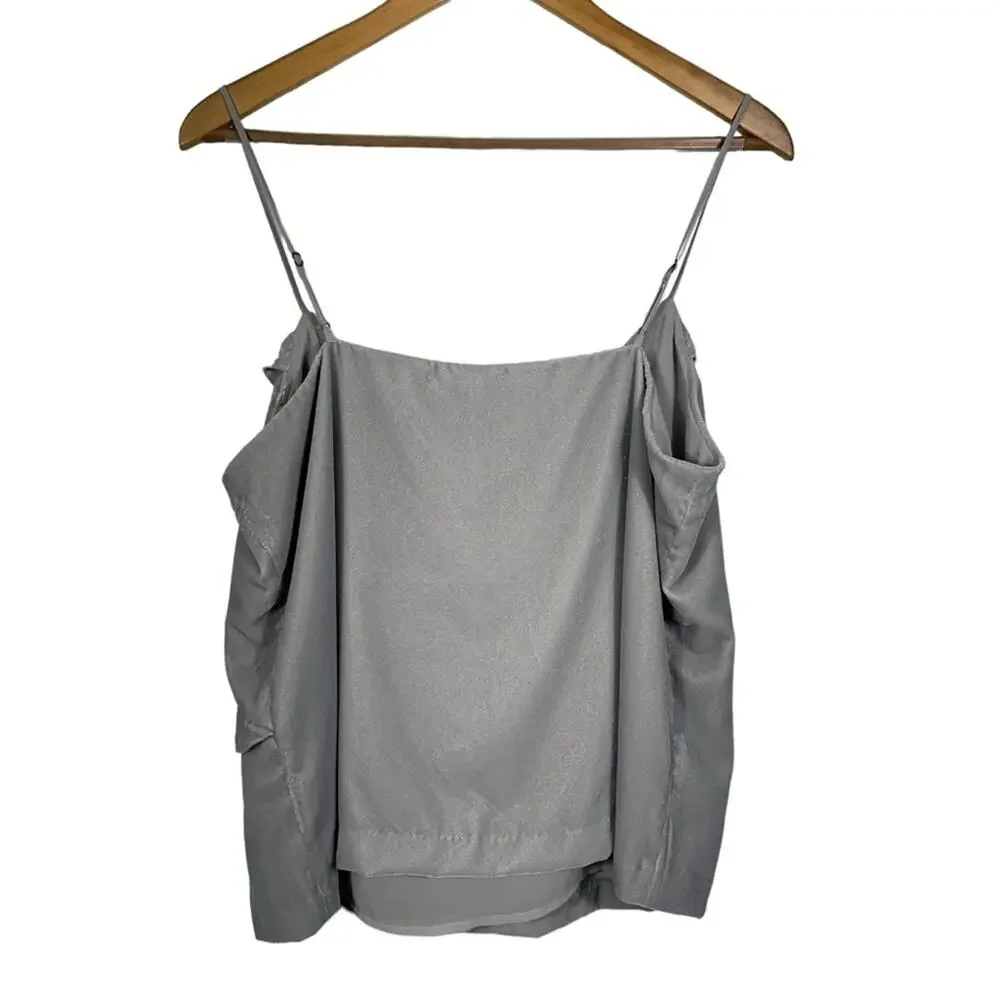 NEW J. Crew Grey Velvet Ruffle Camisole Size 10